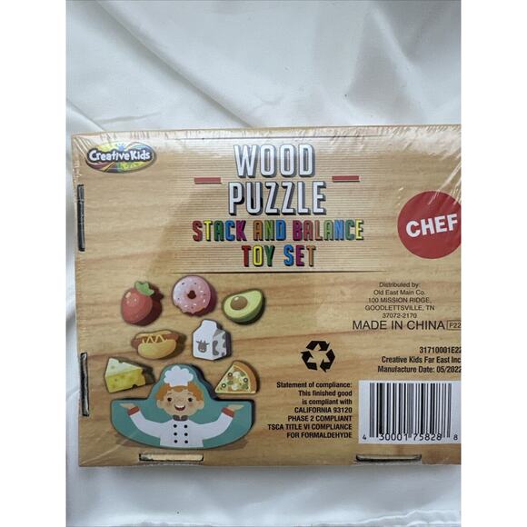 Creative Kids‎ Wood Puzzle Stack and Balance Toy Set Chef Pretend Food New NIB - Picture 9 of 10